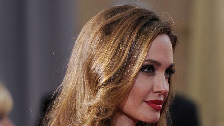 Angelina Jolie Red Lips Side Face Closeup